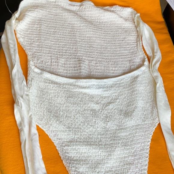 NWOT Free People Cream Beach Low Back Bodysuit with Tie Back Size M - Picture 7 of 16